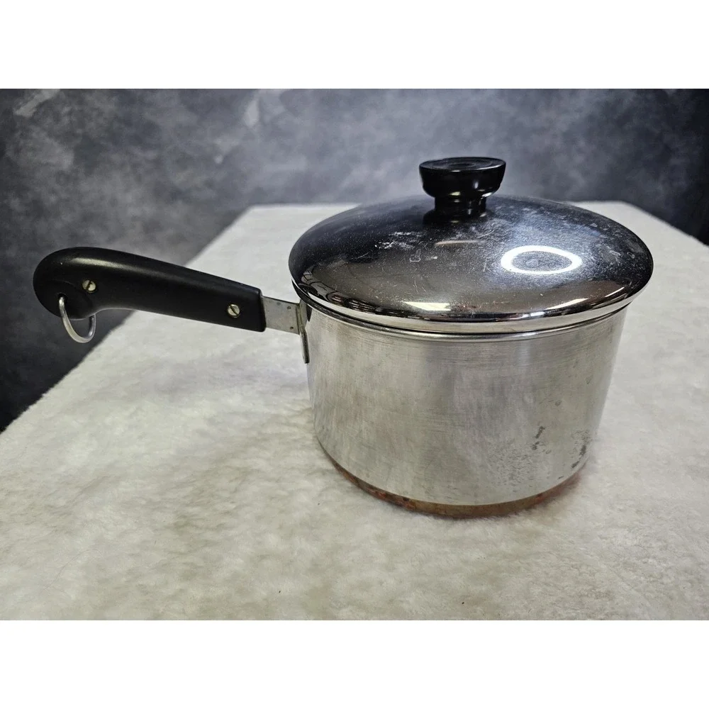 Vintage Revere‎ Ware 3 Qt Pot Lid Stainless Steel Copper Bottom Process Pat USA